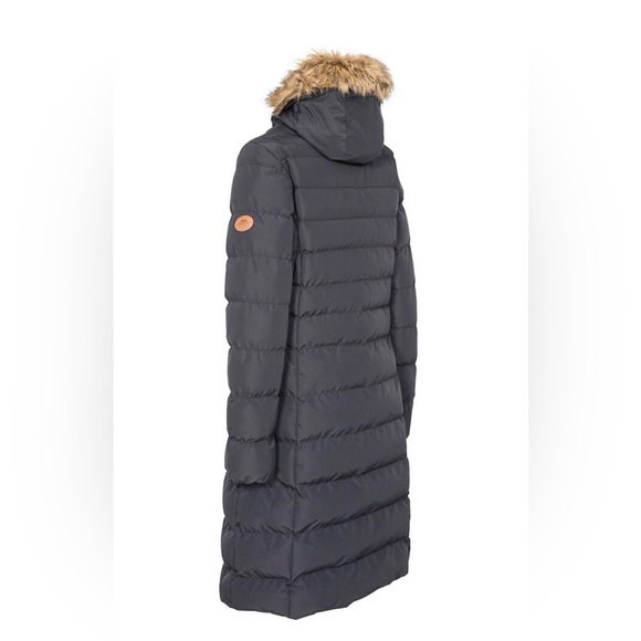 Long Black Puffer Waterproof Jacket With Hood - Picture 4 of 4